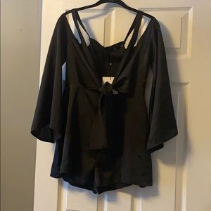 Missguided Cold Shoulder Knot Cut Out Playsuit